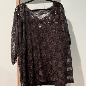 Black dressy Joan Boyce top size 3x!